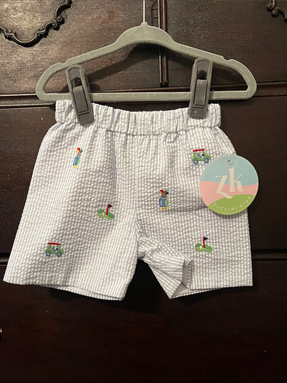 Zuccini Kids Seersucker Embroidered Golf Shorts BNWT